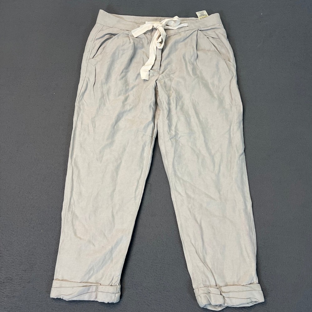Wilfred Aritzia‎ Womens 4 Linen Blend Drawstring Tapered Pants Grey Boho Beach